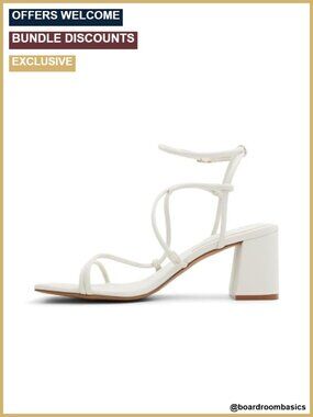 Heeled Sandals with Buckle Closure, Square Toe, Block Heel